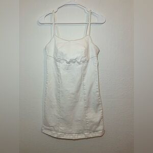 Stradivarius women’s white denim mini dress - medium